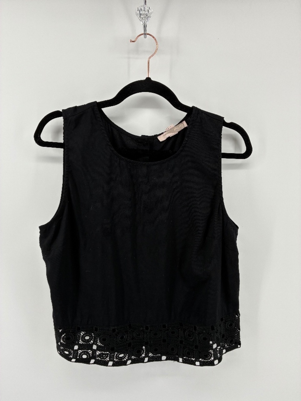 MASSIVE $10 SALE Black Crochet Hem Sleeveless Top Cropped Tank